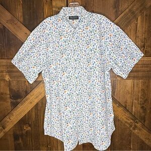 Bullock & Jones Cactus Print White Short Sleeve Button Up Shirt Men’s L